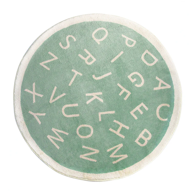 Nordic Ronde Kinderkamer Vloerkleed - Cartoon Letters, Wasbaar, Zacht en Dikke Pluche voor Woonkamer, Slaapkamer en Koffietafel - immagine 4