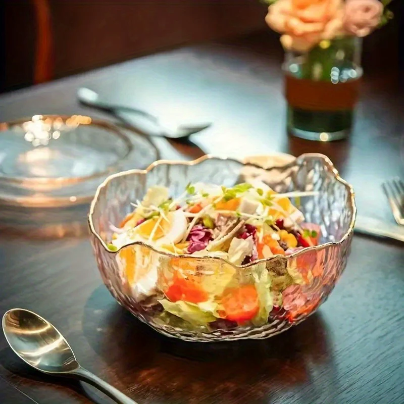 HammerGlass - Set van 3 Glazen Kommen met Hamerpatroon voor Salade & Fruit - immagine 9