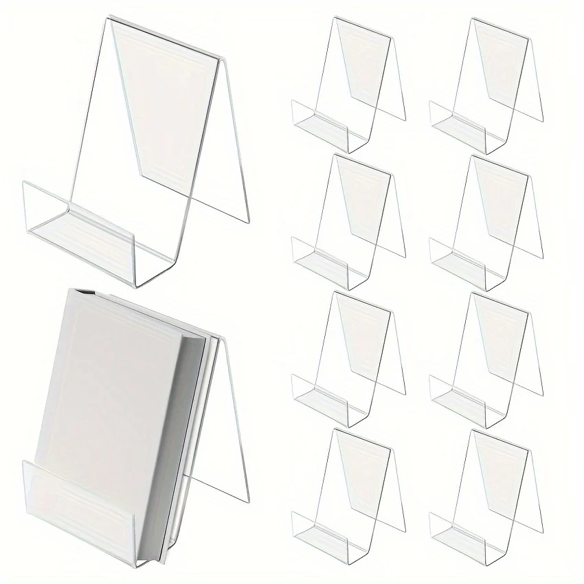 ClearDisplay - Set van 10 Acryl Boekensteunen - Transparante Displaystandaard voor Boeken en Tijdschriften - immagine 2