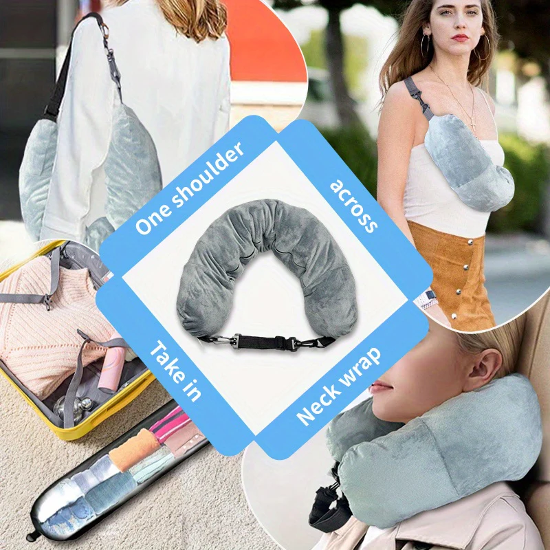 Travel Pillow - Verstelbaar polyester nekkussen met opbergtas, lichtgewicht en comfortabel - immagine 5