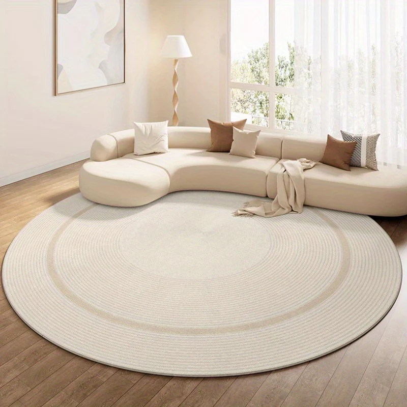 Elegante Crème Ronde Vloerkleed - Zacht, Antislip, Machine Wasbaar - Perfect voor Woonkamer, Slaapkamer en Thuisbureau - immagine 2