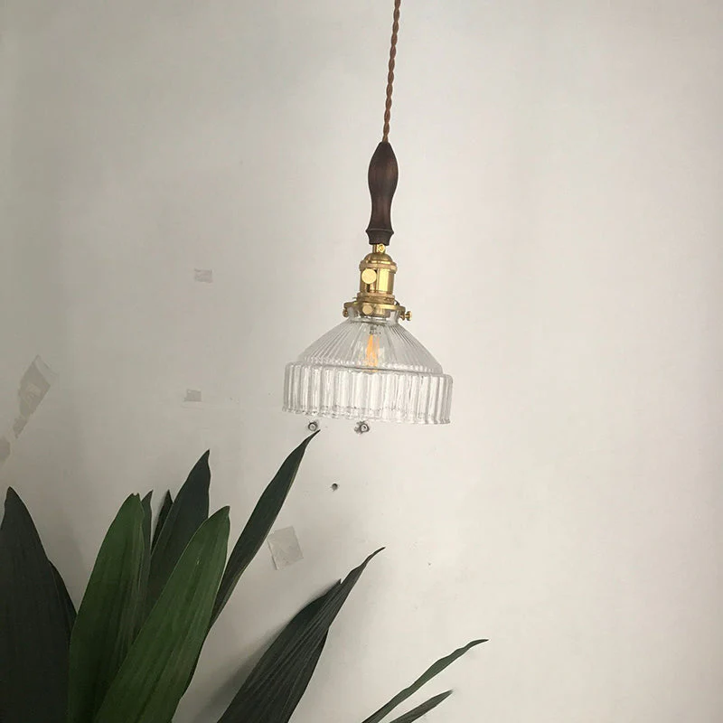 Rustieke Loft Hanglamp 1-Licht Clear Ribbel Glas Plafondverlichting - immagine 3