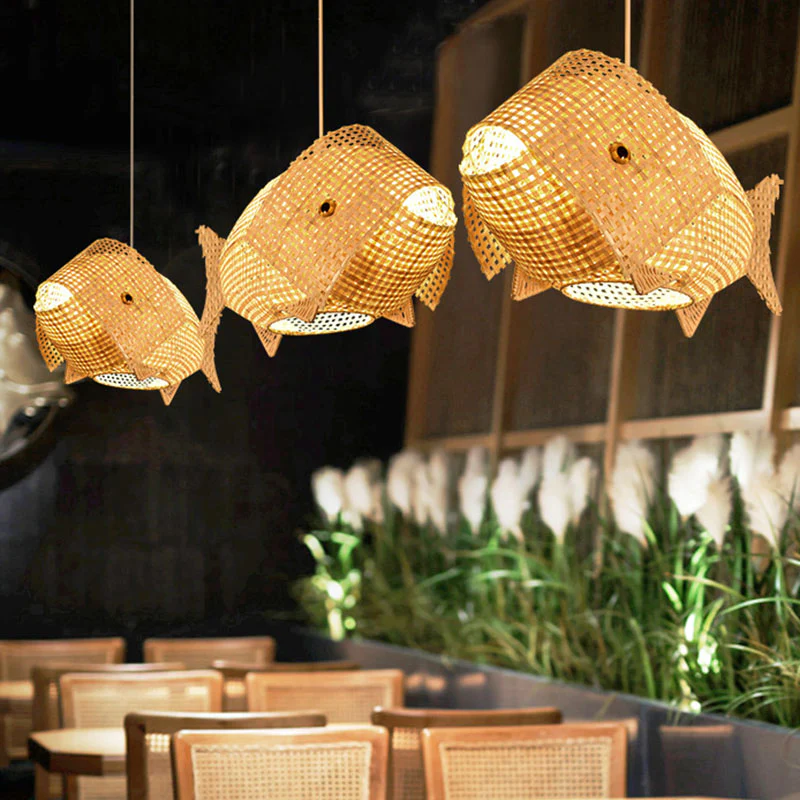 BambooFish - Hanglamp Aziatische Stijl in Hout - immagine 7