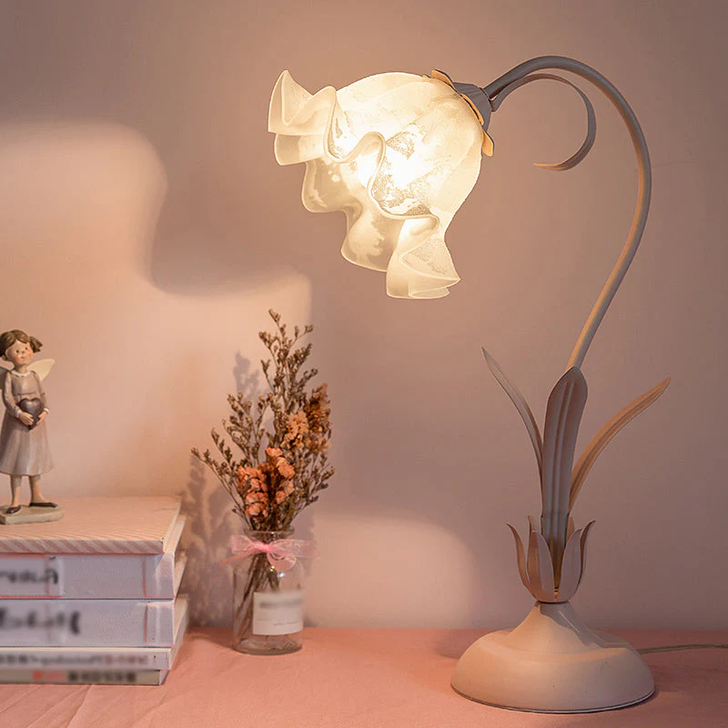 Roze Lelie Tafellamp - Koreaanse Tuin Opaalglas Sfeerlamp - immagine 3