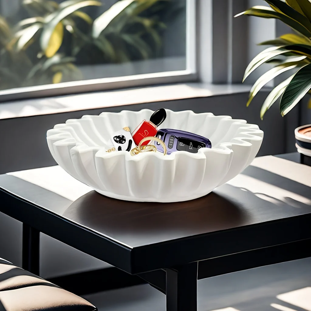 EleganceBowl - Hars Kom met Groeven & Golvende Randen voor Woonkamer Decor - immagine 8