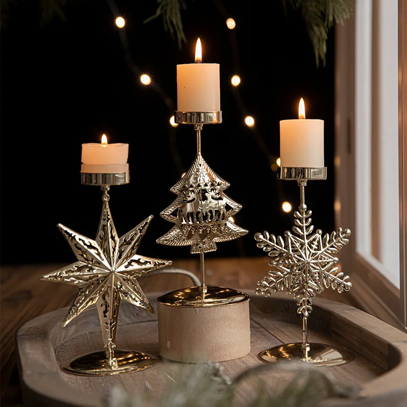 Glans - Gouden Ster- en Kerstboom Kaarsenhouder - immagine 2