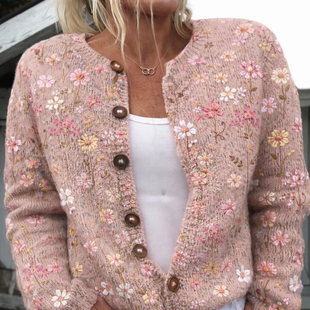 Vest Dames Bloemenprint Gebreid Casual Losse Pasvorm - immagine 4