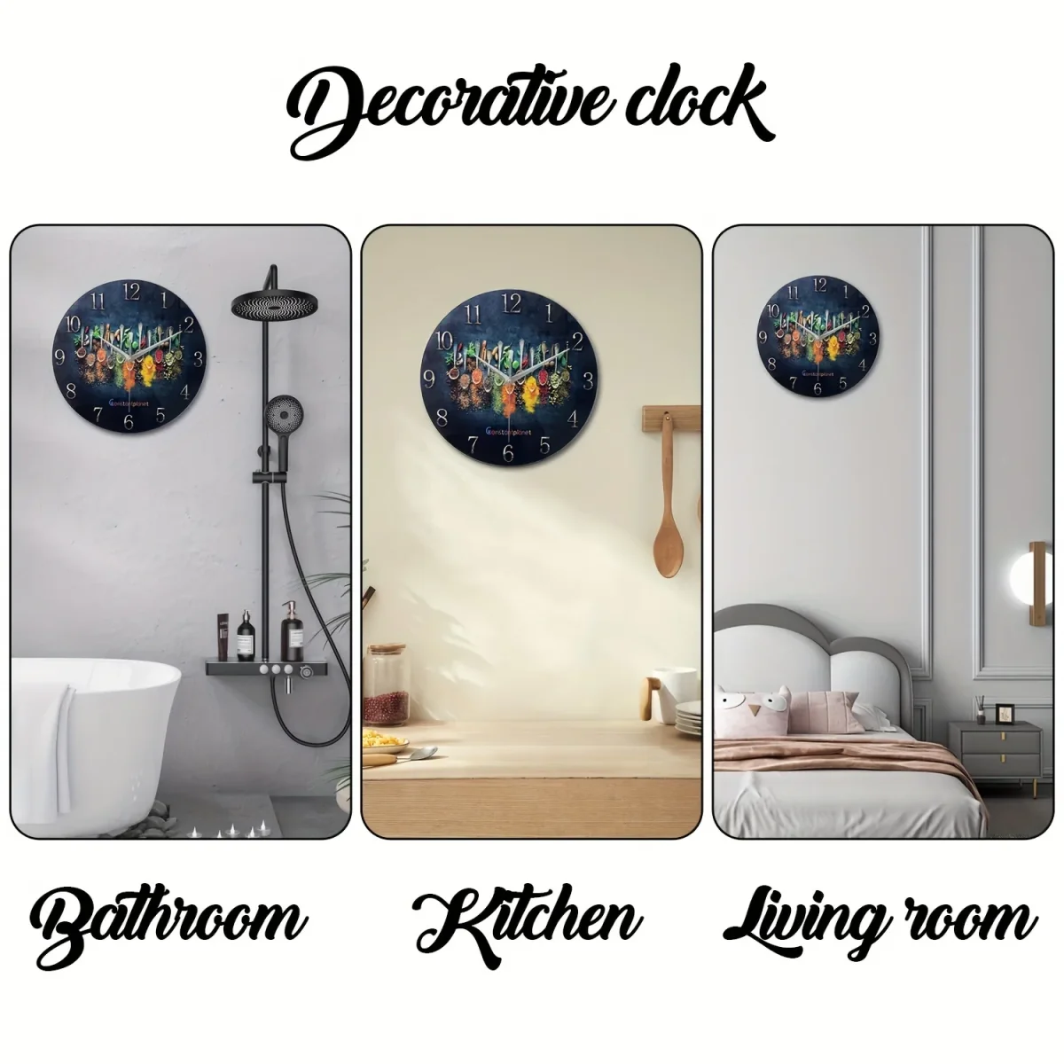 SpiceTime - Luxe Stille Wandklok met Kruidenpatroon - immagine 5