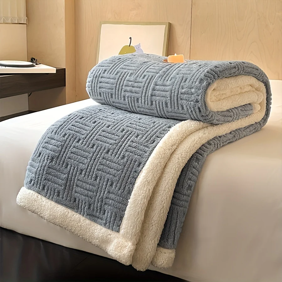 Vintage Dubbelzijdige Deken - Zachte Pluche Fleece en Imitatie Lamswol - All-Seasons - immagine 3