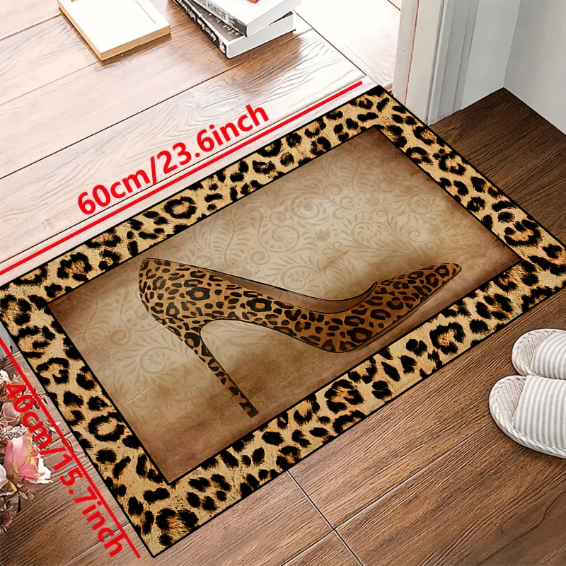 Antislip Wasbaar Vloerkleed - Waterdicht Tapijt voor Hal, Woonkamer, Slaapkamer, Buitenterras - Luipaard Print Hoge Hakken Ontwerp - immagine 8