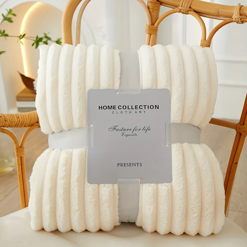 Ultra-Zachte Witte Fleece Deken - Comfortabel & Warm voor Bank, Bed, Kantoor en Reizen - immagine 2