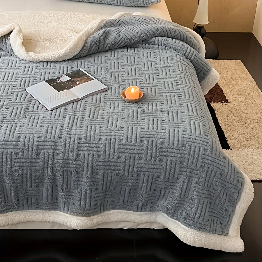 Vintage Dubbelzijdige Deken - Zachte Pluche Fleece en Imitatie Lamswol - All-Seasons - immagine 6